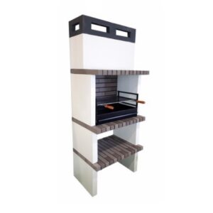 Churrasqueira Camping com grelhador grande em betão e tijolo cinza