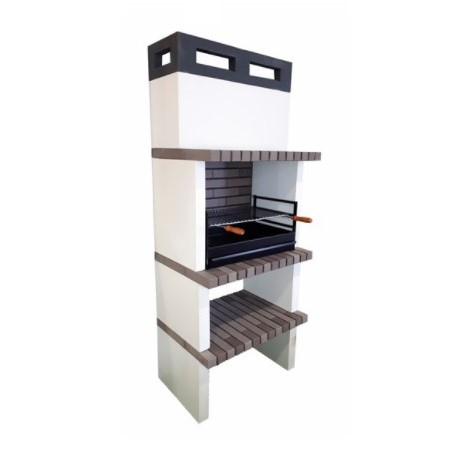 Churrasqueira Camping com grelhador grande em betão e tijolo cinza