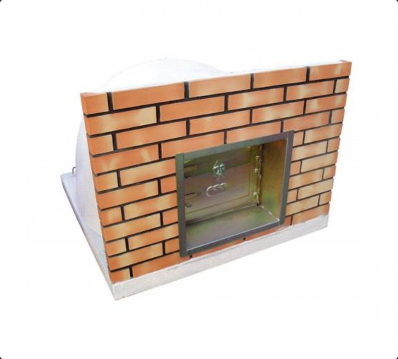 Forno a lenha Portalegre com porta de fumeiro em ferro zincado e acabamento em tijolo laranja matizado"