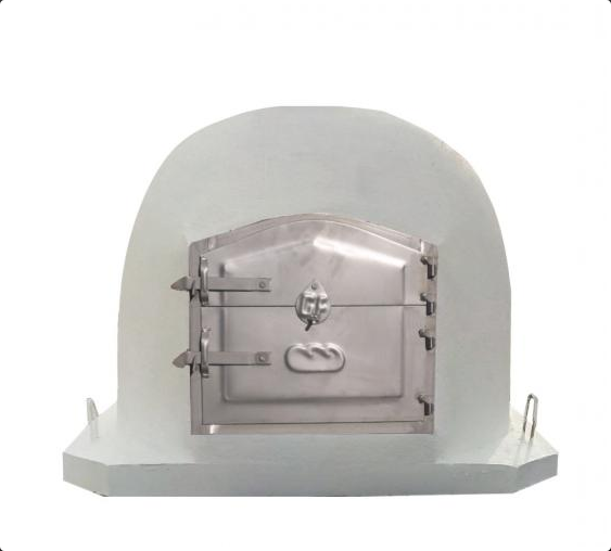 Forno tradicional com porta de inox, artesanal, robusto e durável, ideal para cozeduras tradicionais com sabor autêntico.