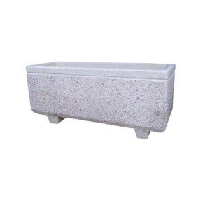 Floreira em betão com marmorite, robusta e elegante. Perfeita para realçar plantas e flores em qualquer espaço.