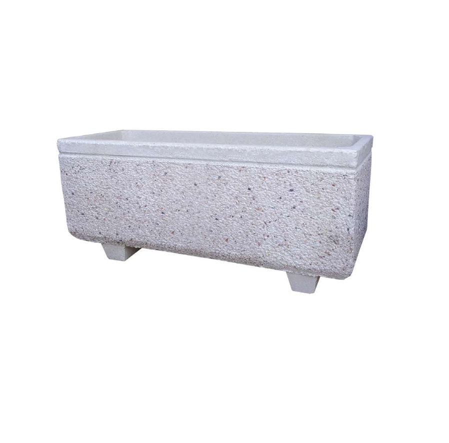 Floreira em betão com marmorite, robusta e elegante. Perfeita para realçar plantas e flores em qualquer espaço.