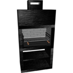 Churrasqueira Moderna CM25 modular em preto mate, ideal para grelhados com grelhador opcional.