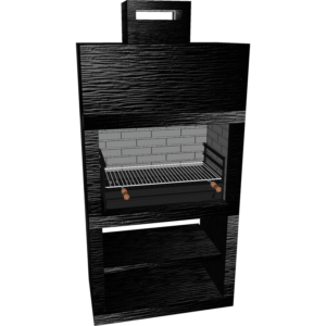 Churrasqueira Moderna CM25 modular em preto mate, ideal para grelhados com grelhador opcional.