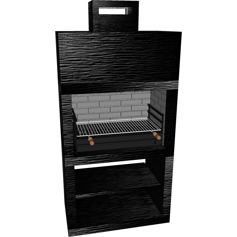 Churrasqueira Moderna CM25 modular em preto mate, ideal para grelhados com grelhador opcional.
