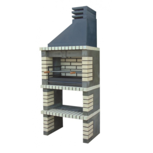 Churrasqueira Larck da Nesh em betão com grelha em aço e câmara de combustão em tijolo branco