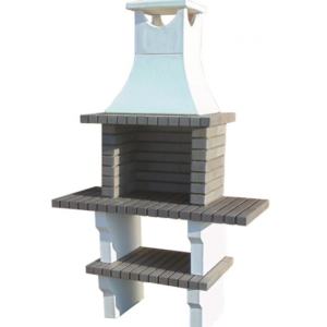 Churrasqueira Gray em betão e tijolo com prateleira e grelha de 48x35 cm