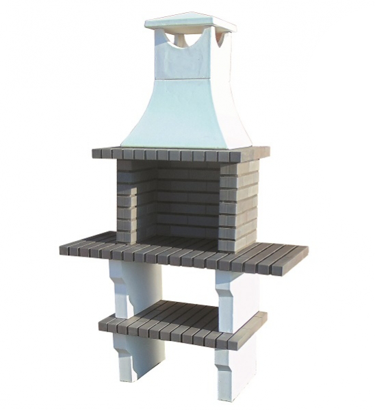 Churrasqueira Gray em betão e tijolo com prateleira e grelha de 48x35 cm