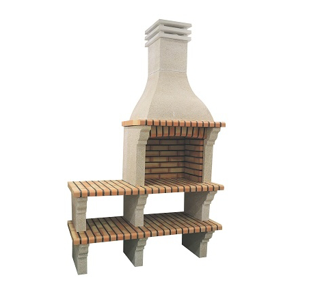 Churrasqueira Grove em betão com acabamento liso, modular, com prateleira inferior, ideal para churrascos organizados e funcionais ao ar livre.