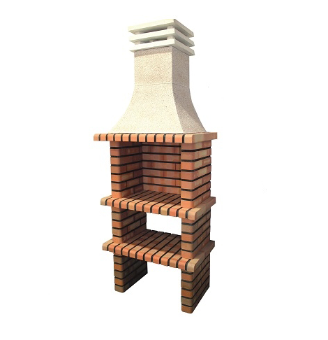 Churrasqueira Brick I em betão e tijolo, ideal para churrascos a lenha ou carvão no espaço exterior