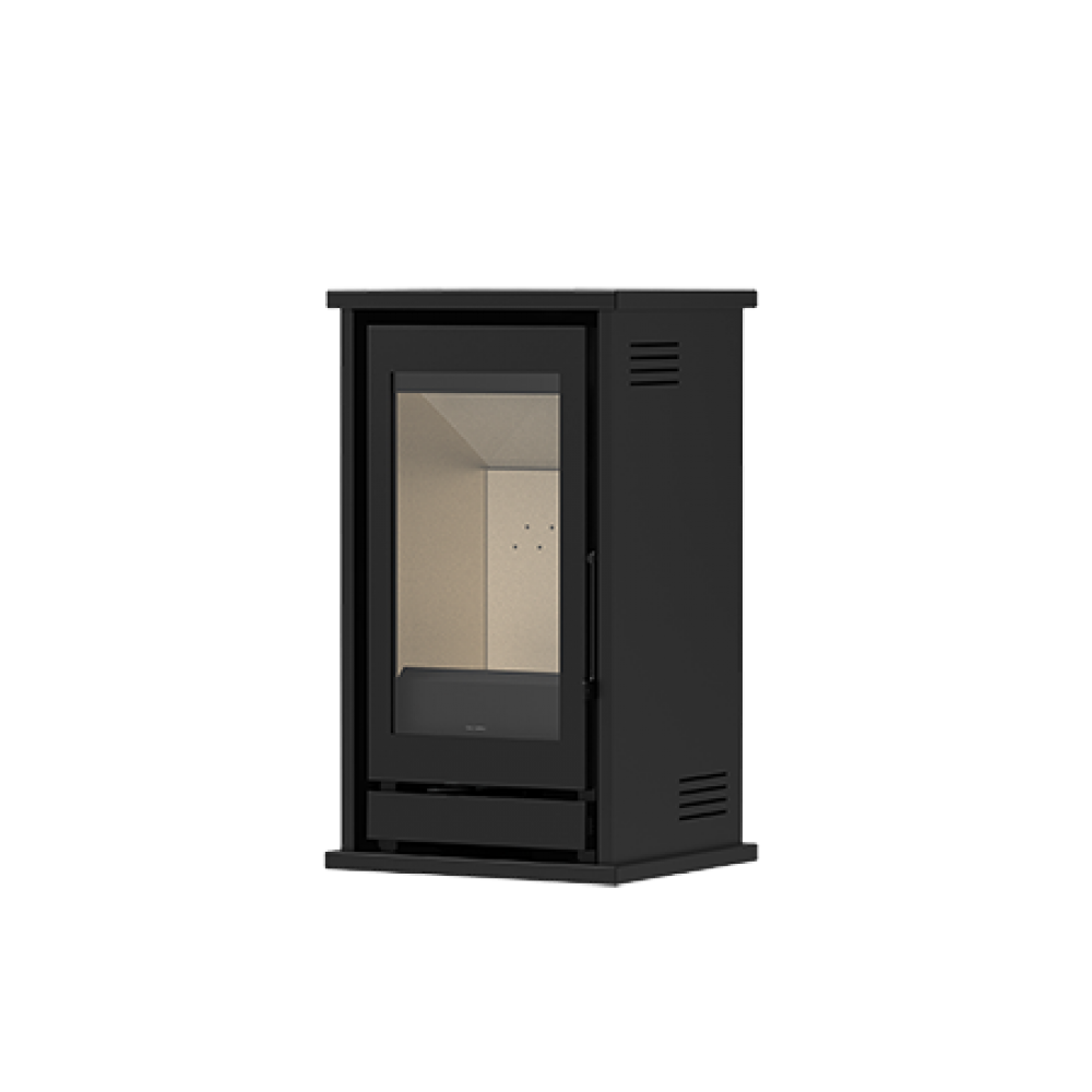 Salamandra M1 Eco a lenha – aquecimento eficiente 7,3 kW, classe A+, design compacto em aço resistente