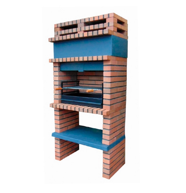 A Churrasqueira Nut em betão e tijolo é robusta, funcional e elegante, ideal para churrascos a carvão ou lenha em qualquer espaço exterior.