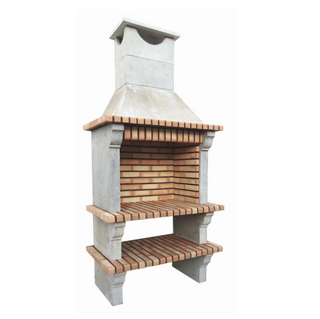 Churrasqueira Large em betão com grelha ampla e bancadas pronta para churrasco