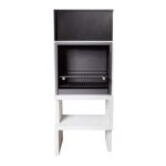 Churrasqueira Liv 01 da Blive em betão hidrófugo e metal resistente à água, com grelha em inox, ideal para churrascos com lenha ou carvão vegetal em áreas externas.