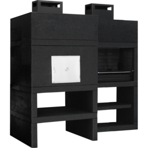 Churrasqueira modular CFM25 com forno de 80 cm e grelhador opcional, em design robusto e personalizável, ideal para espaço gourmet ao ar livre