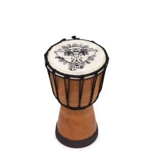ambor Djembe de Topo Largo 20cm em Madeira de Suar com Pele de Cabra – Artesanal da Indonésia