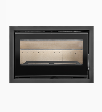 Recuperador de Calor Onix 900 Style da Solrak, modelo com vidro serigrafado, ventilação forçada, potência de 12,6 kW, ideal para grandes espaços.