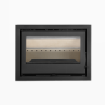 Recuperador de Calor Onix 800 Solrak, 11 kW de potência, rendimento 77%, vidro panorâmico, aquecimento até 315 m³ e lenha até 600 mm.