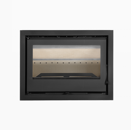 Recuperador de Calor Onix 800 Solrak, 11 kW de potência, rendimento 77%, vidro panorâmico, aquecimento até 315 m³ e lenha até 600 mm.