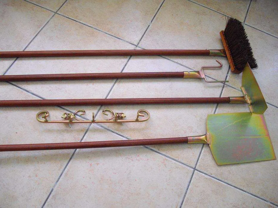 Conjunto utensílios para forno com cabo em madeira