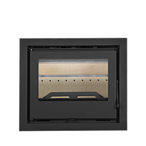 Recuperador de calor a lenha Onix 600 da Solrak, com ventilação forçada, design moderno e eficiente, entrega em 5 dias úteis, ideal para aquecer espaços de pequena a média dimensão.