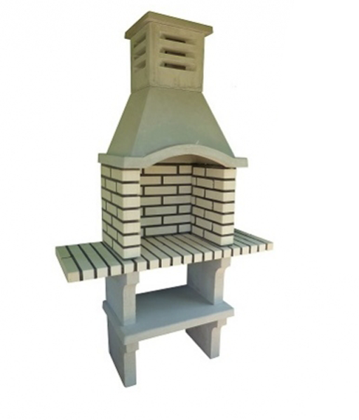 Churrasqueira Native em betão e tijolo com bancada e lava-louça, resistente e prática para churrascos ao ar livre