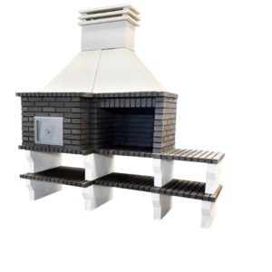 A Churrasqueira OVEN em tijolo cinza combina durabilidade, acabamento liso em betão e design modular, oferecendo funcionalidade e praticidade para churrascos a lenha ou carvão, perfeita para momentos memoráveis em casa.