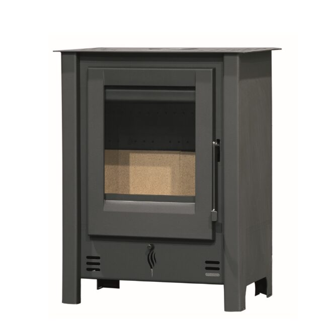 Salamandra a Lenha Viso Eco 6,6 kW em aço com vidro resistente e design compacto