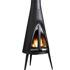 Salamandra a Lenha Tipi em ferro fundido, cor antracite, design contemporâneo e alto rendimento.