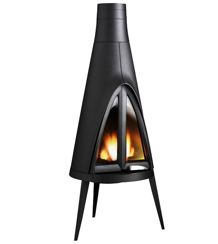 Salamandra a Lenha Tipi em ferro fundido, cor antracite, design contemporâneo e alto rendimento.