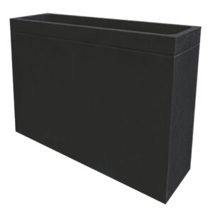 Floreira Urban pintado preto em betão liso 120×30×80 cm, modelo retangular e elegante para interior ou exterior.