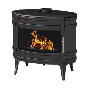 A Salamandra Mandor 12 kW Antracite aquece grandes divisões de 65 a 145 m² com eficiência e estilo. Combustão prolongada, ar secundário ajustável e vidro próprio. Disponível no Espaço Viçoso.