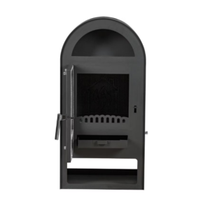 Salamandra a Lenha EFES 5035 da marca Hoşseven com acabamento antracite, estrutura em aço e câmara em ferro fundido, ideal para aquecer divisões médias com estilo clássico e eficiência energética.