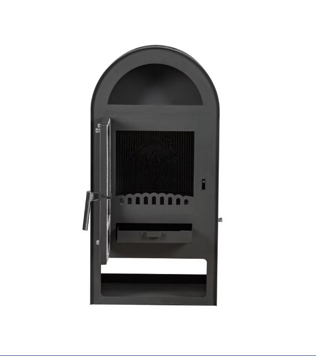 Salamandra a Lenha EFES 5035 da marca Hoşseven com acabamento antracite, estrutura em aço e câmara em ferro fundido, ideal para aquecer divisões médias com estilo clássico e eficiência energética.