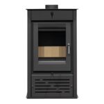 Salamandra a Lenha SR895 com 5,5 kW de potência, ventilação integrada, vidro termo resistente e corpo em chapa de aço. Aquecimento eficiente e seguro para qualquer ambiente.