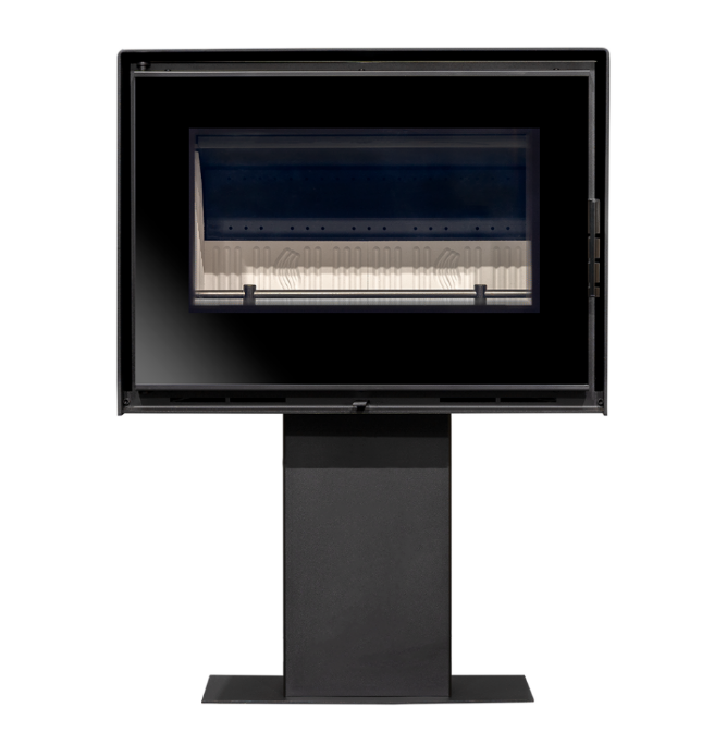 Salamandra a Lenha X1 7.8kW em aço e vidro resistente, elegante e eficiente. Compre na Espaço Viçoso e aqueça sua casa com estilo.