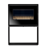 Salamandra a Lenha X1 Box 7.8kW em aço com vidro resistente, design elegante e eficiente, disponível na Espaço Viçoso.