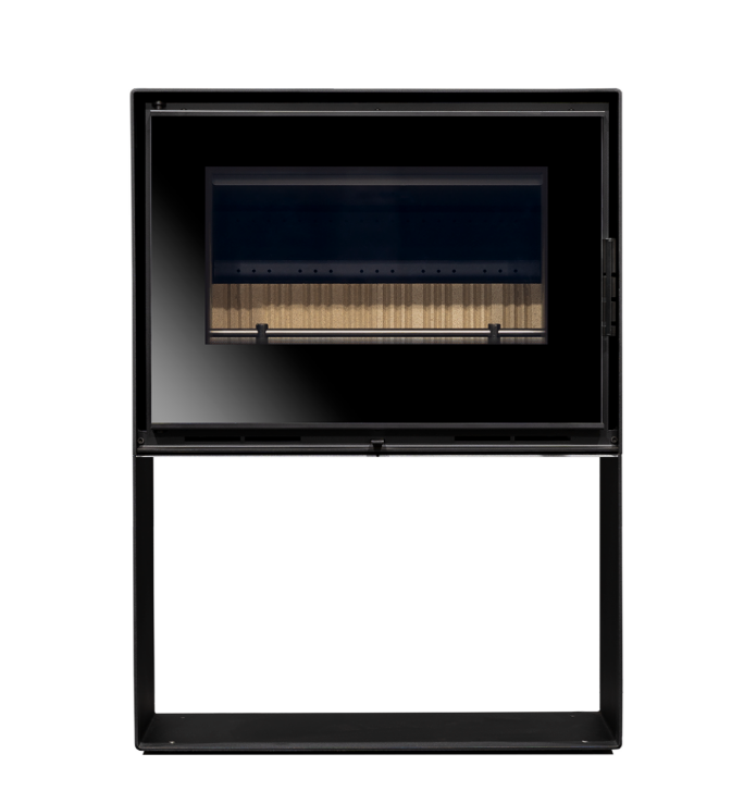 Salamandra a Lenha X1 Box 7.8kW em aço com vidro resistente, design elegante e eficiente, disponível na Espaço Viçoso.