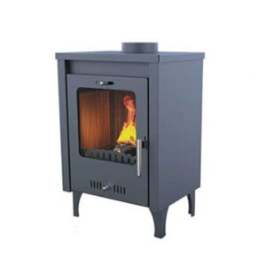 Salamandra a lenha Olympus 5010 em ferro fundido e aço reforçado, com vidro cerâmico e sistema de combustão dupla.