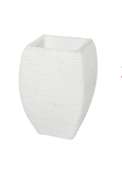 Descubra o vaso quadrado em betão com acabamento riscado, disponível em branco natural, branco pintado, preto e vermelho. Ideal para interior e exterior. Entrega até 10 dias úteis.